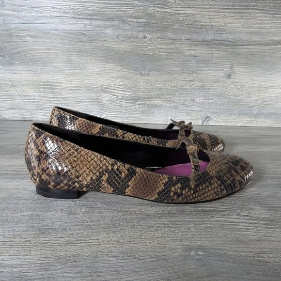 Isaac Mizrahi Snake Print Leather Ballet Flats Shoes Anna Women's US Sz 8 - Picture 4 of 8